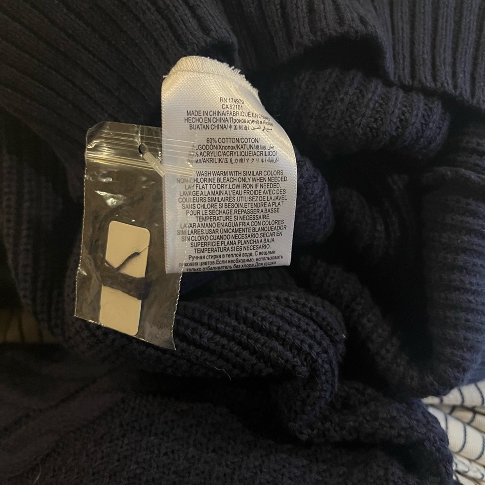BCBGeneration Off-the-Shoulder Navy Sweater - Picture 4 of 4